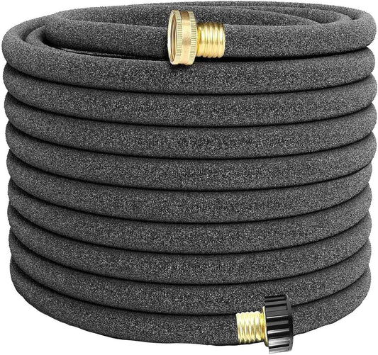 Soaker Hose, 1/2" x 150 FT Round Rubber Garden Soaker Hose, Heavy Duty Water Seeper Soaker Hoses for Foundation Watering, Garden Beds, Garden, Lawn and Plants