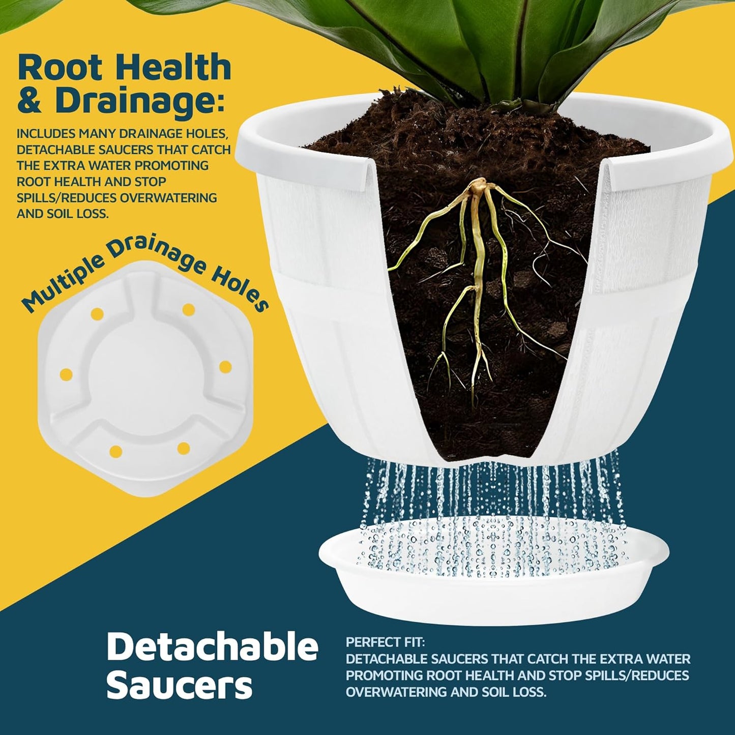 10-Inch Whiskey Barrel Planters Outdoor Pack of 2 - Durable Plastic Plant Pots for Indoor & Outdoor Use with Drainage & Saucer, Lightweight Rustic Barrel Planters for Flowers, Herbs & Small Plants