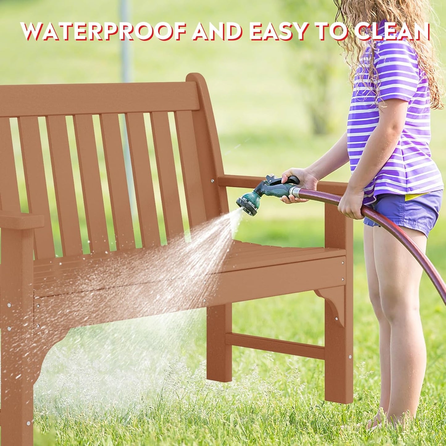 Garden Bench, Farmhouse Park Front Porch for Entryway Bench Outdoor Seating Low Bench Patio Bench Outside/Indoor, Teak