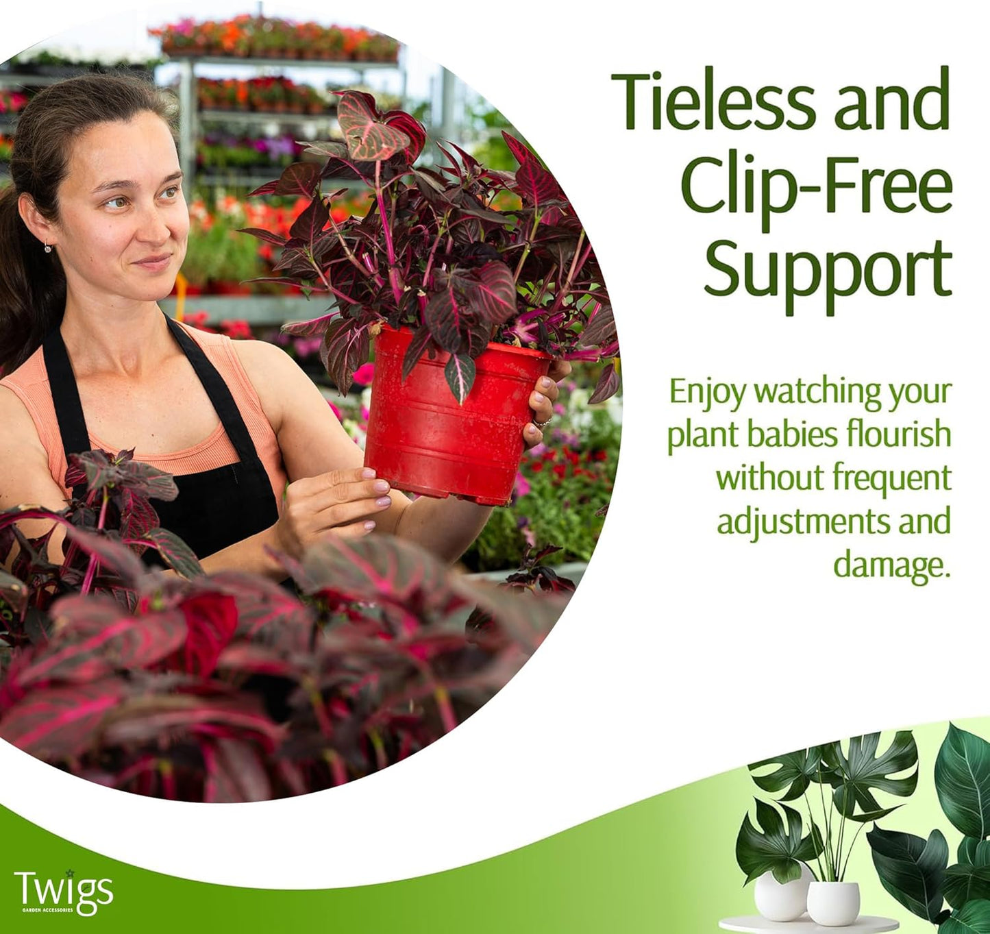 Twigs - Plant Support Stakes for Indoor, Outdoor & Climbing Plants, Gardening Supplies, Garden Accessories, Trellis & Ring Alternative, Made in USA - Begonia (Red), 10 Pack, 12" L, Mini Twigs