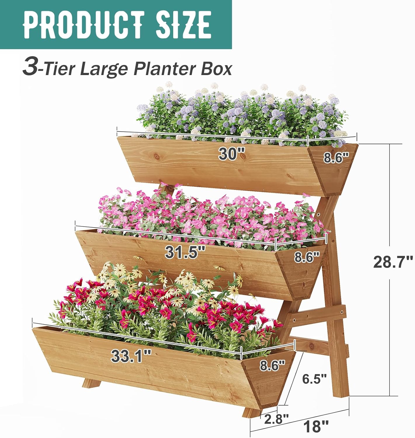 Raised Garden Bed, 3 Tier Vertical Garden Planter for Indoor & Outdoor, Raised Planter Box with Legs