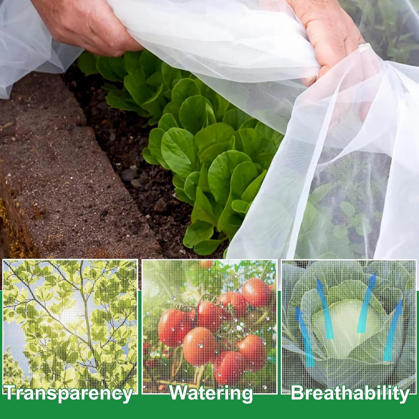 Garden Insect Mesh Netting 10ft x 100ft, GENNIZZ Ultra Fine Plant Cover for Garden Protection, Mosquito Net Pest Barrier for Fruit Vegetable Flower Greenhouse Row Cover Raised Bed Barrier (3m x 30m)