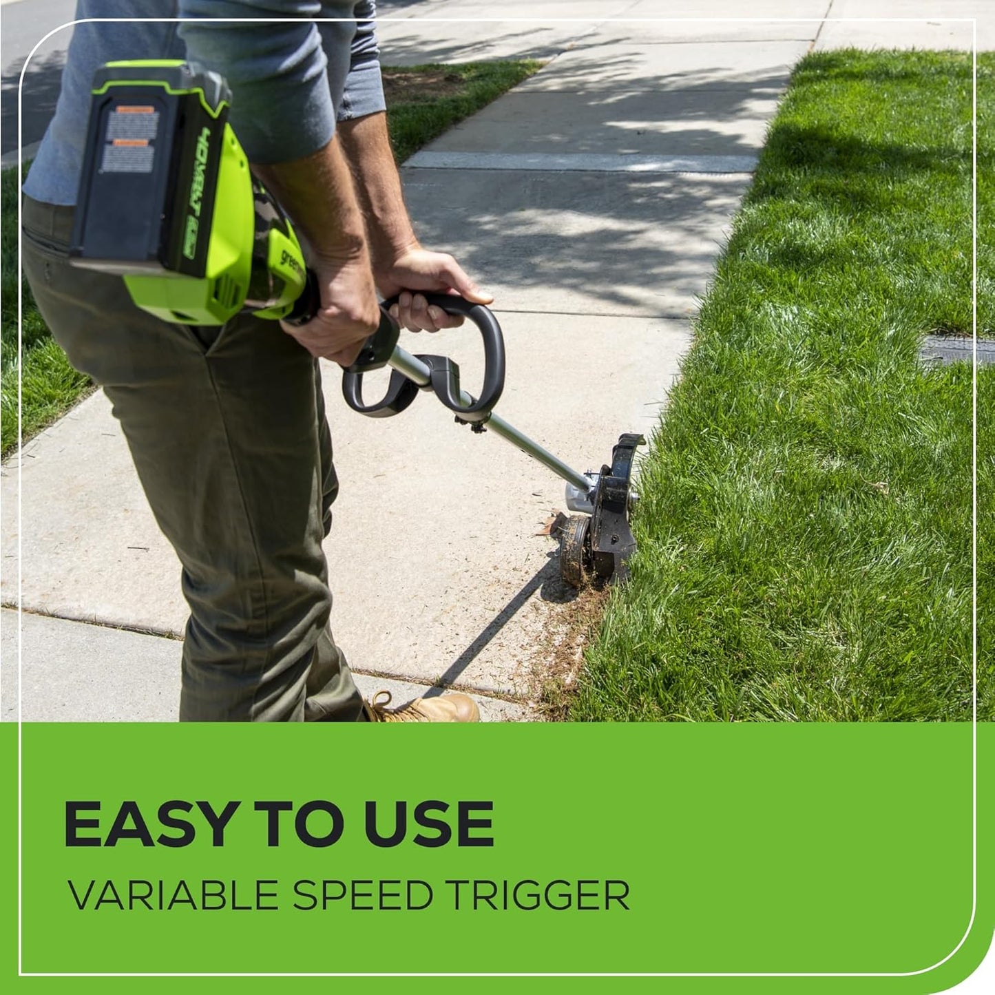 Greenworks 40V 8" Brushless Edger, 4.0Ah USB Battery and Charger Included