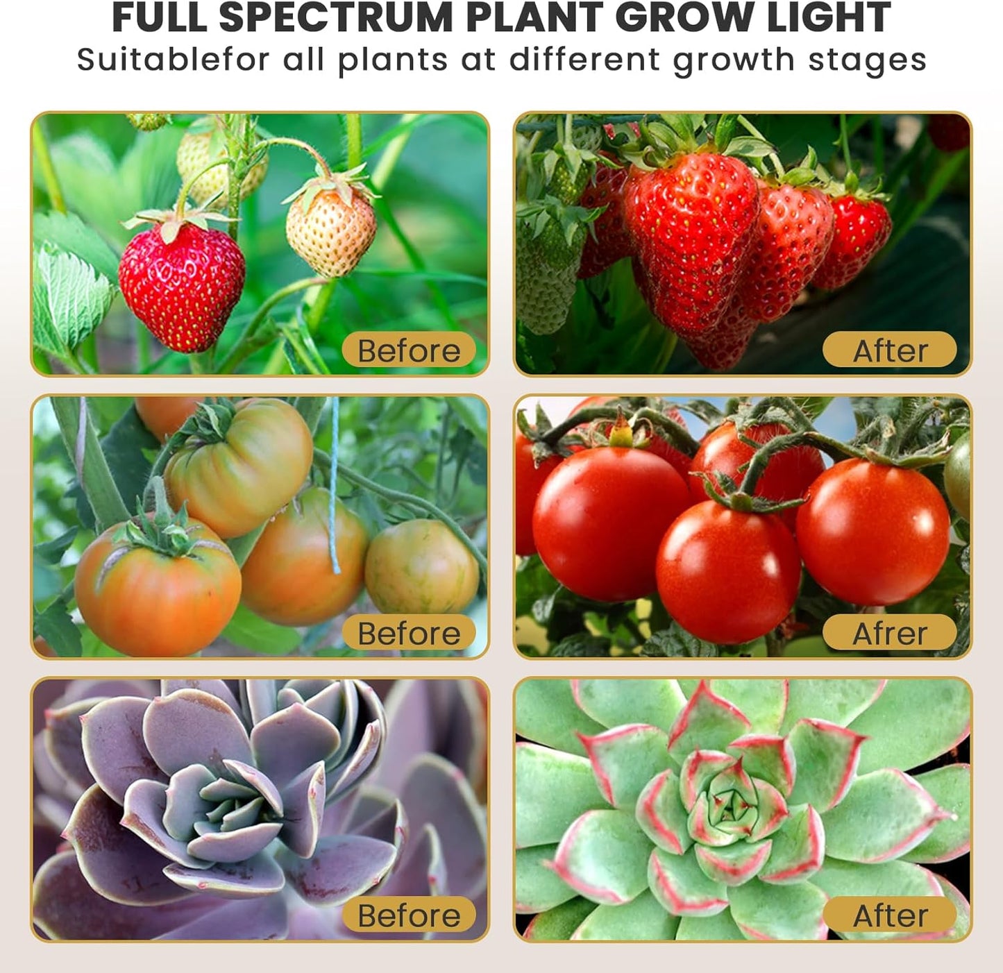 bseah Plant Grow Light for Indoor Plants, Full Spectrum Indoor Grow Light, 3 Modes & 10-Level Dimmable, Auto ON & Off Timer 3/9/12H