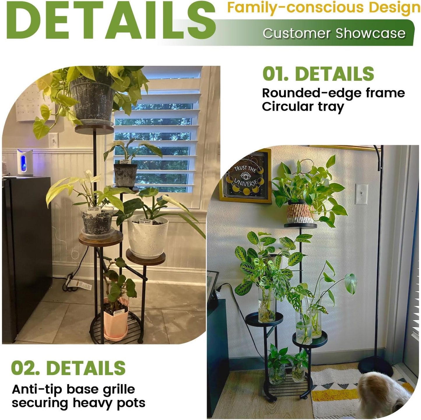 TOSKING 5 Tier Metal Plant Stand Indoor， Plant Shelf, Corner Shelf Flower Pot Stand for Outdoor Plant Stand for Living Room Balcony Garden Patio Bedroom (5Tier-37''-yellow)