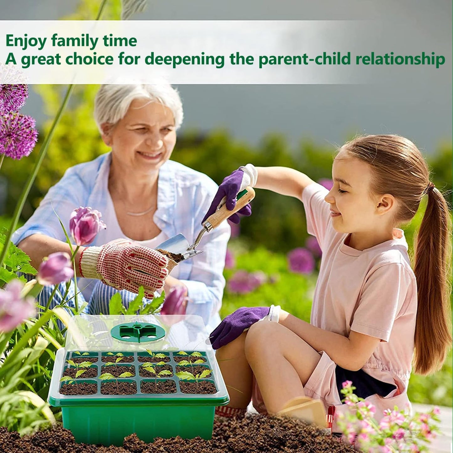 6-Pack Seed Starter Tray Kit with Grow Light, Adjustable Brightness & Timing Controller, Seedling Trays with Humidity Domes & Heightened Lids, Thicken Design, Ideal for Indoor Plant Growth