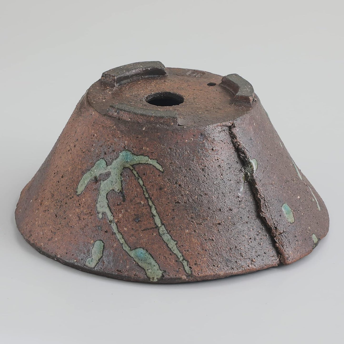 Wazakura Tokoname Series Handmade Ceramic Rustic Tatara Style Bonsai Pot with Drainage Hole 6.3 in (160mm) Made in Japan, Garden Planter, Flower Vase, Houseplant Centerpiece