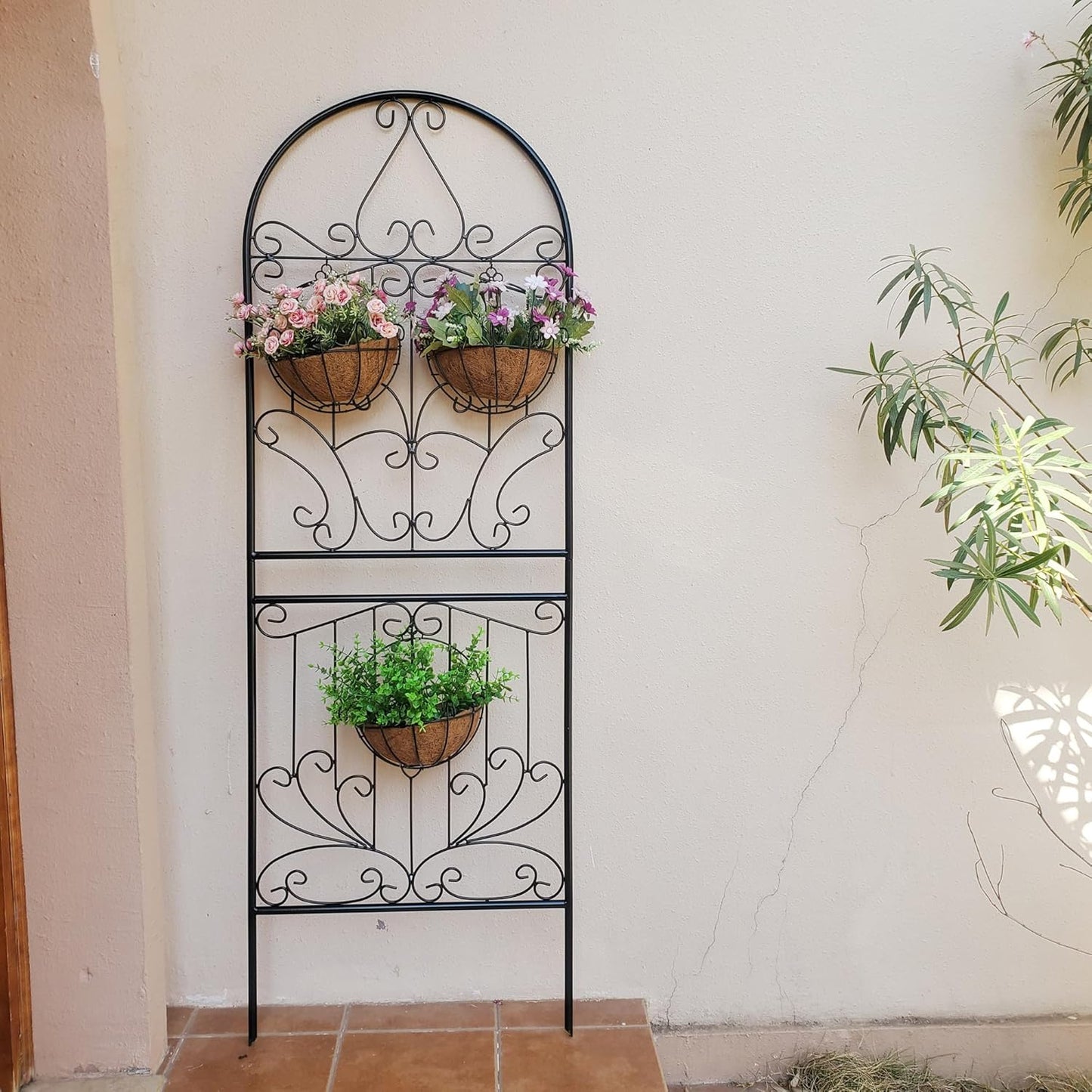 SCENDOR Trellis for Climbing Plants 70.8" H x 24.5" W Metal Iron Outdoor Wall Panel for Vines Flowers Elegant Garden Accent Decorative Structure 1 Pack