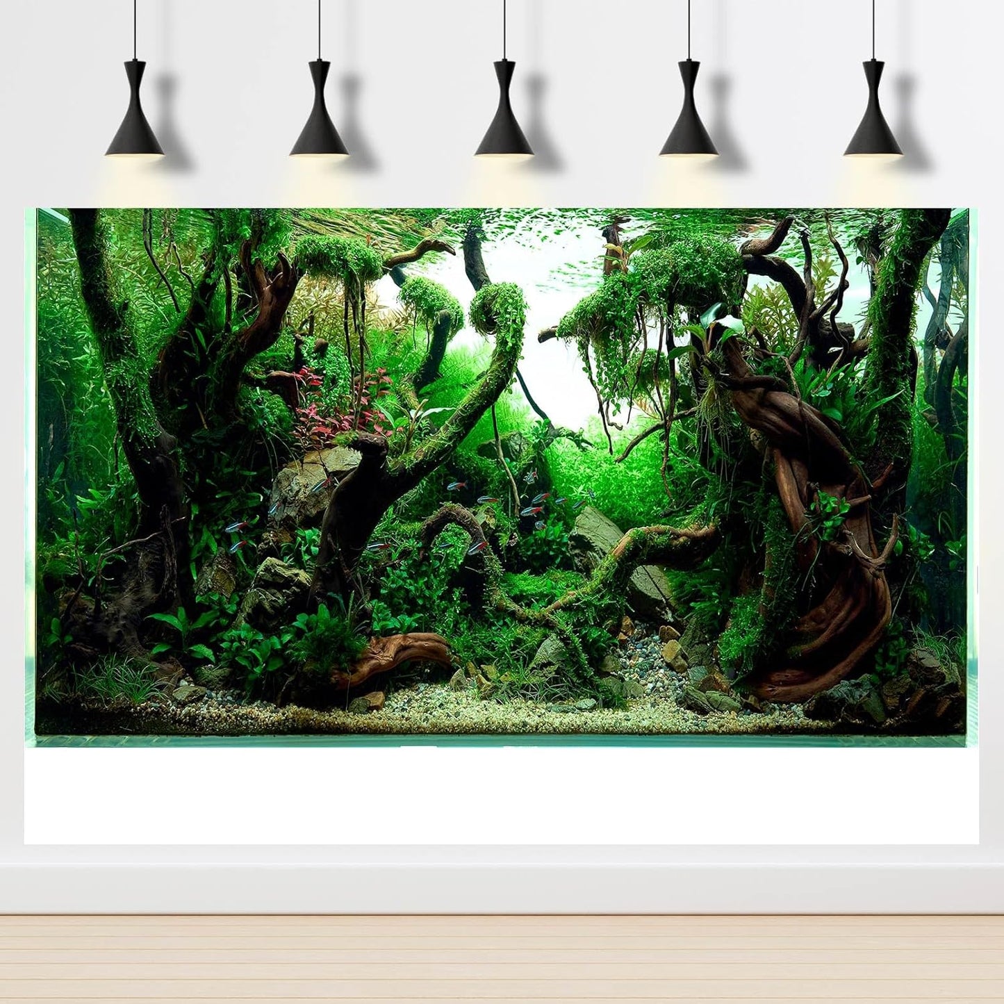 Aquarium Background Underwater Pebble Grass Leaves Aquarium Backdrop Vivid Fresh Green Aquatic Plant Stone River Bed Aquarium Backdrop Deadwood Purple Leaves Tank Background Vinyl 72x24in