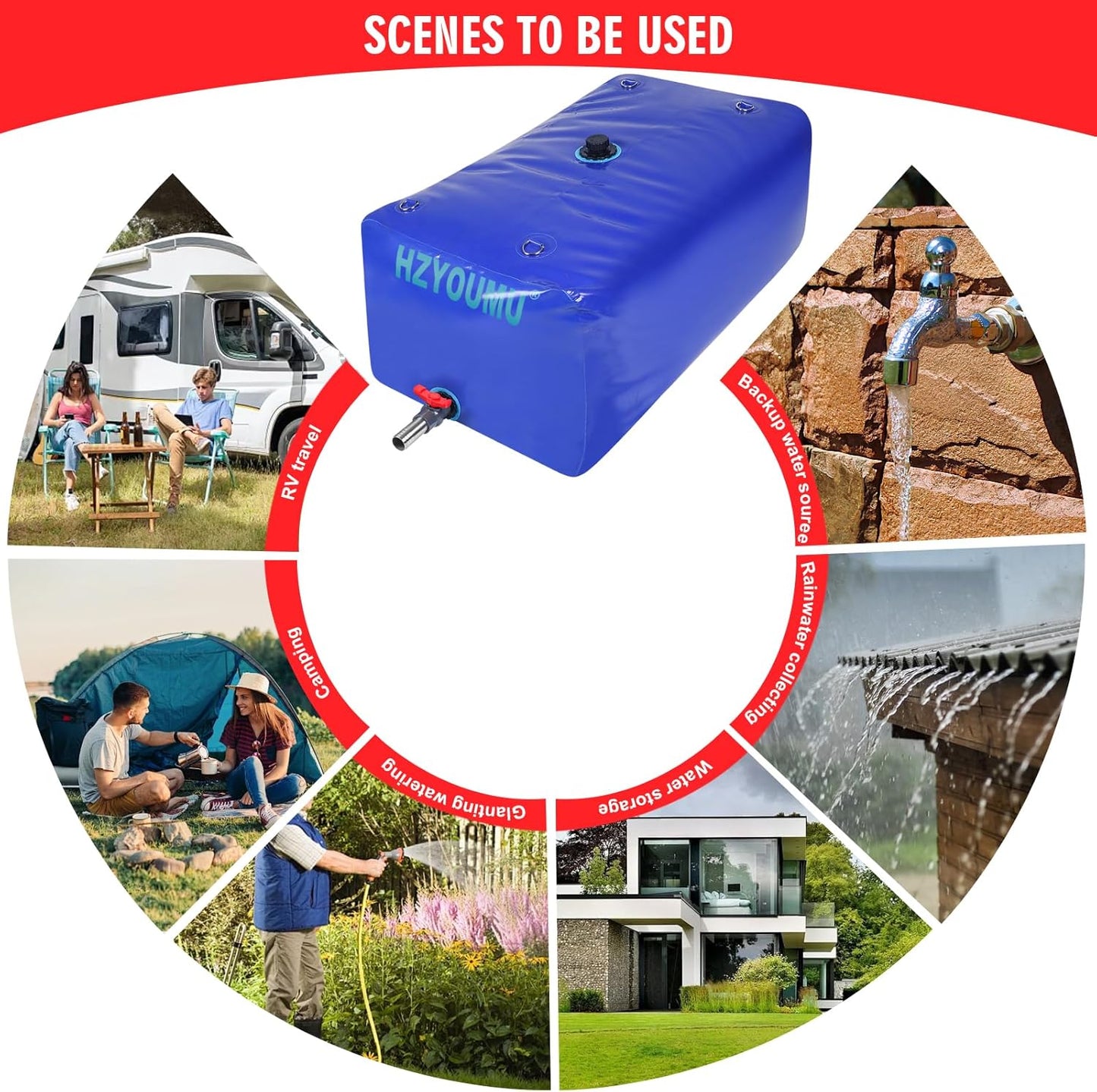 Water Tank 240L/63G Water Bladder Storage Container Foldable Portable Large Capacity Soft Bag Suitable for Outdoor Easy to Carry Out