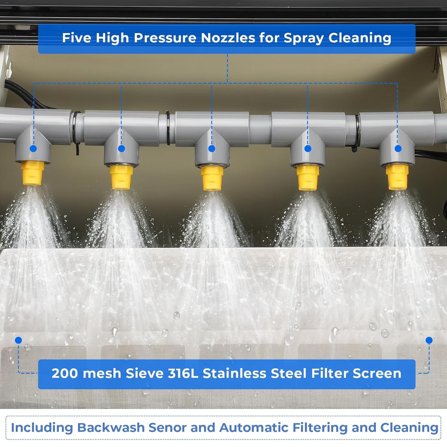 Rotary Drum Filter-3000GPH Canister Filter AC110-240V RDF Fully Automatic Water Self-Cleaning Filtration for Koi Pond,Fish Pond,Aquarium,Fish Farm,Seedling Cultivation Base,Aquaculture,Hydroponics