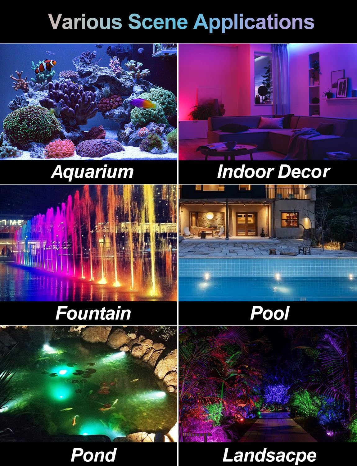 RGB Underwater Pond Lights, Super Bright 18 LED Submersible Fountain Lights Color Changing Spotlights, Bluetooth APP Control IP68 Waterproof for Fish Aquarium Tank Garden Yard Pool(Set of 10)