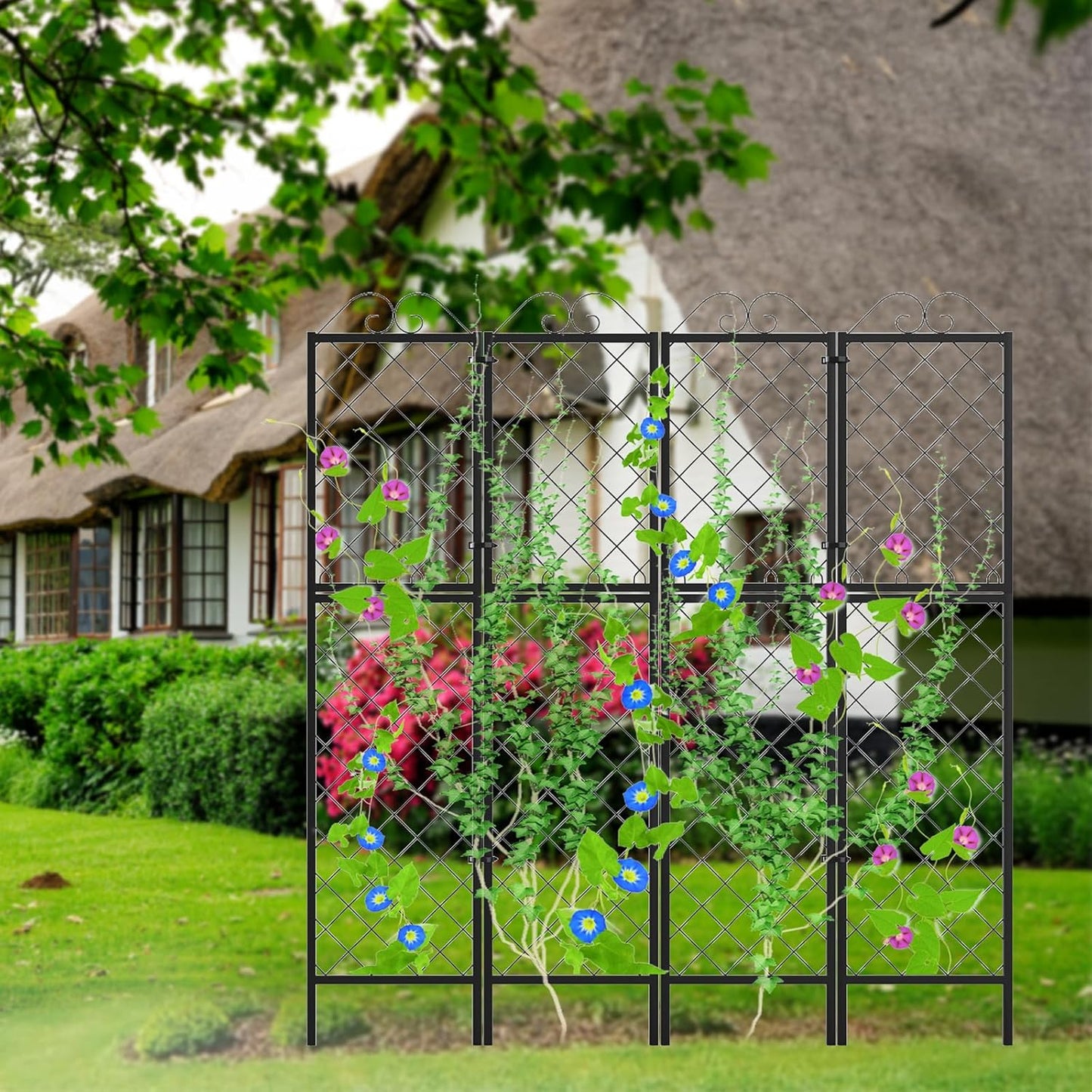 Zhongma 2 Pack Metal Garden Trellises for Climbing Plants, 77.2 Inch Tall Metal Fence Plant Support Trellis for Flower and Vagetable