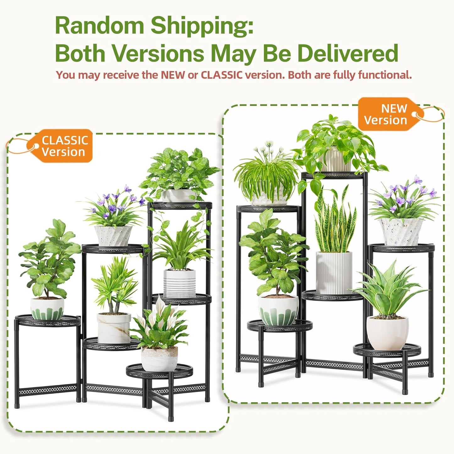 iDavosic.ly 6 Tier Large Plant Stand Indoor with 10-Inch Wide Drainage Tray, Tiered Corner Metal Outdoor Flower Display Holder Shelf, Folding Tall Rack for Patio Porch Balcony, Black Iron Carving