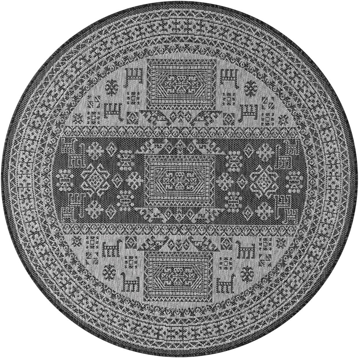 Keen Home Design Terrace Outdoor Round Rug - 5ft Round Washable Indoor/Outdoor Rug for Patio, Kitchen, Balcony, Beach, Garden, Deck and Porch, Size: 5'3" Round