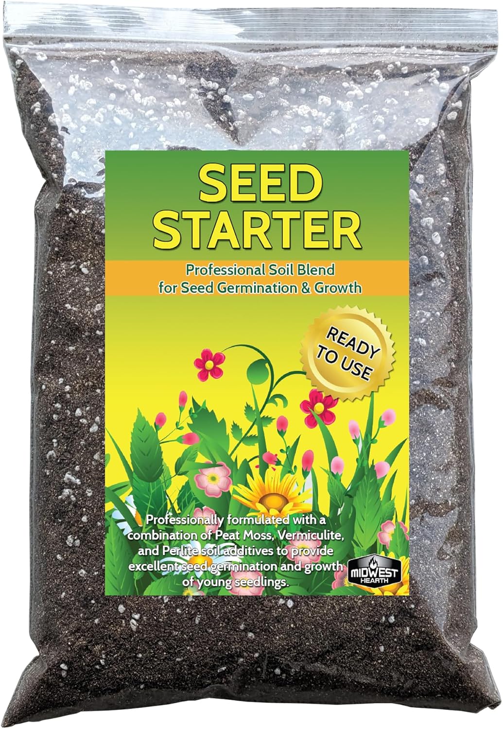 Seed Starter Natural Potting Soil Mix for Germination and Growth (Made in USA) (8 Dry Quarts)