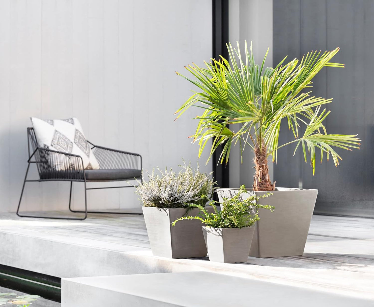 Ecopots Rotterdam Durable Modern Square Indoor/Outdoor Recycled-Based Composite Flower Planter, Taupe, 12"