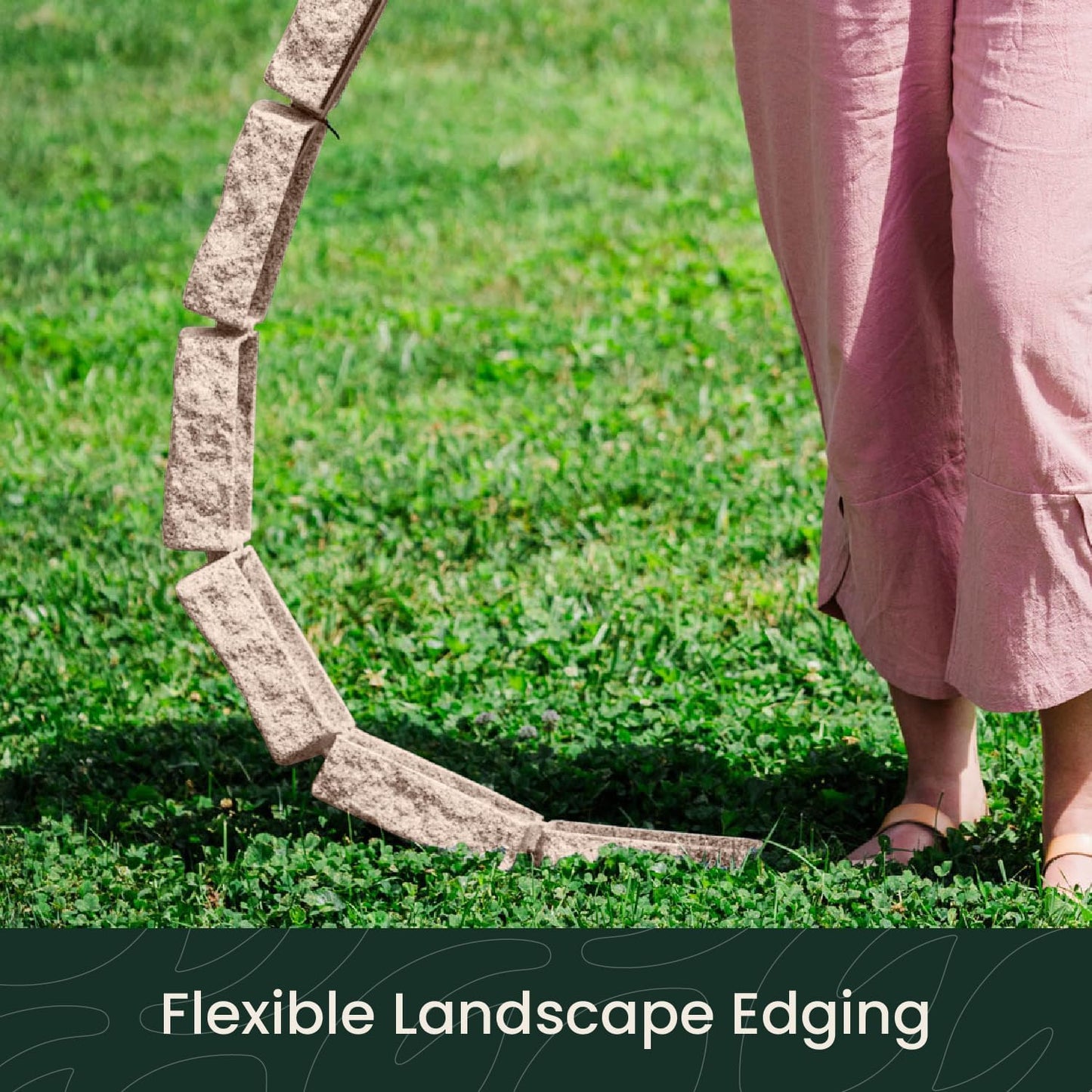 Beuta Landscape Edging | Garden Edging Border | Faux Stone Bricks for Lawn edging, Flower beds, Pathways & Yard Edging– 10 Packs | Each Section Has 6 Bricks 48"L x 4"W x 2.25"H | 30 Spikes|Cobblestone