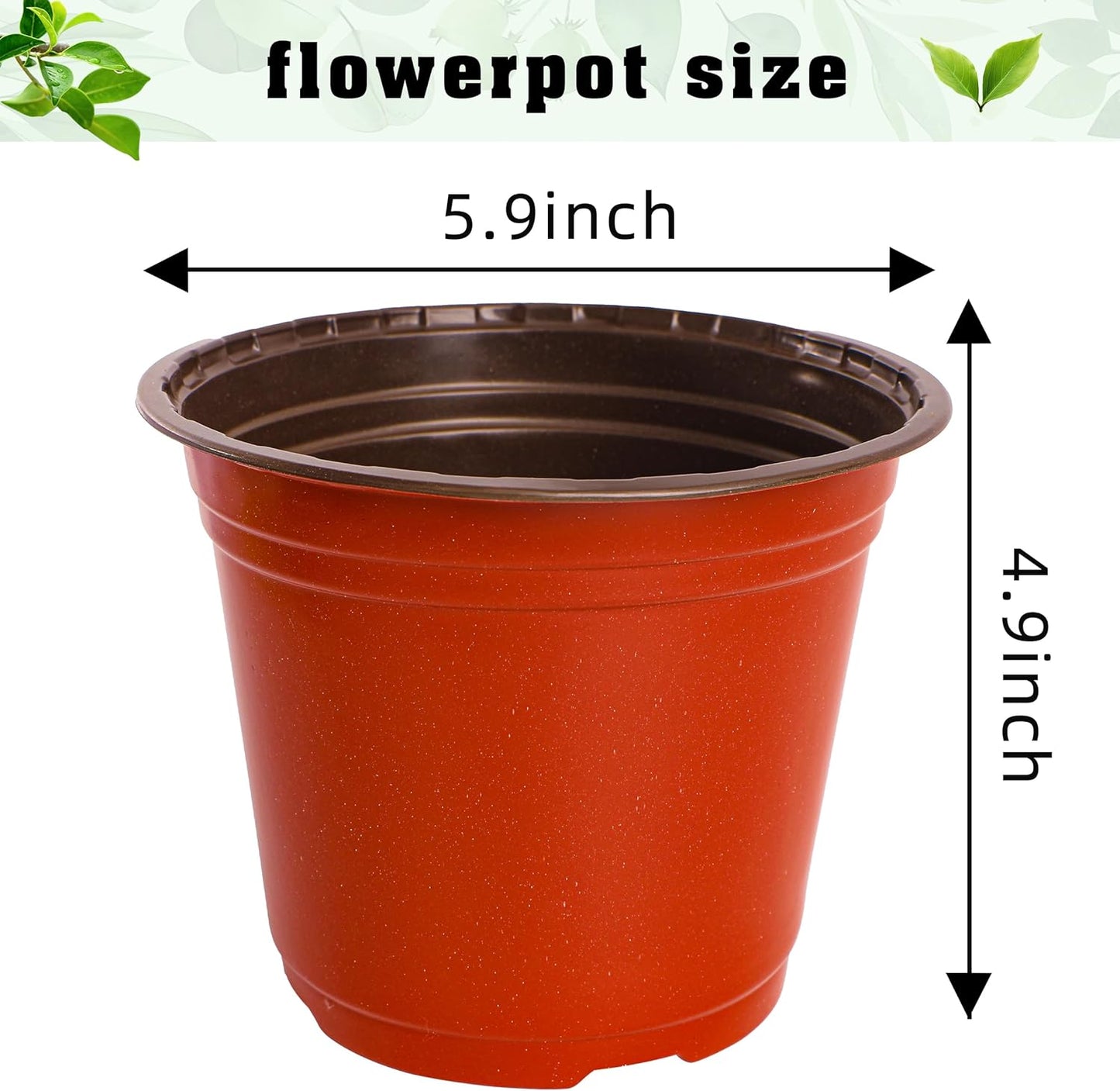 TDHDIKE 6 Inch Plastic Plant Nursery Pots (100pcs Pots and 100pcs Plant Labels) Seedling Flower Plant Container (Red) Seed Starting Pots Indoor/Outdoor