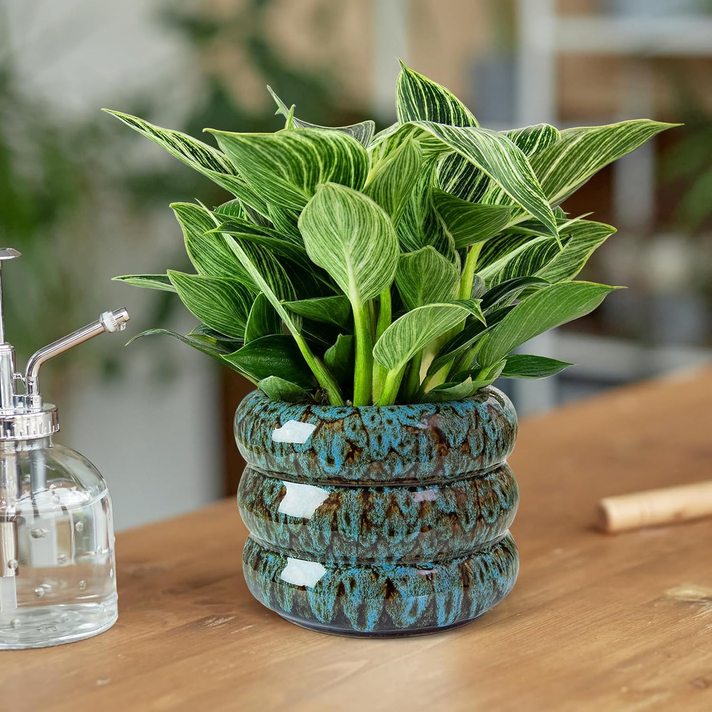 Ceramic 6 inch Plant Pot - Planter for Indoor Plants with Drainage Hole, Flower Pots for Orchid, Succulent,Outdoor Plants, Modern Glaze Planters for Home Office Decor Gift