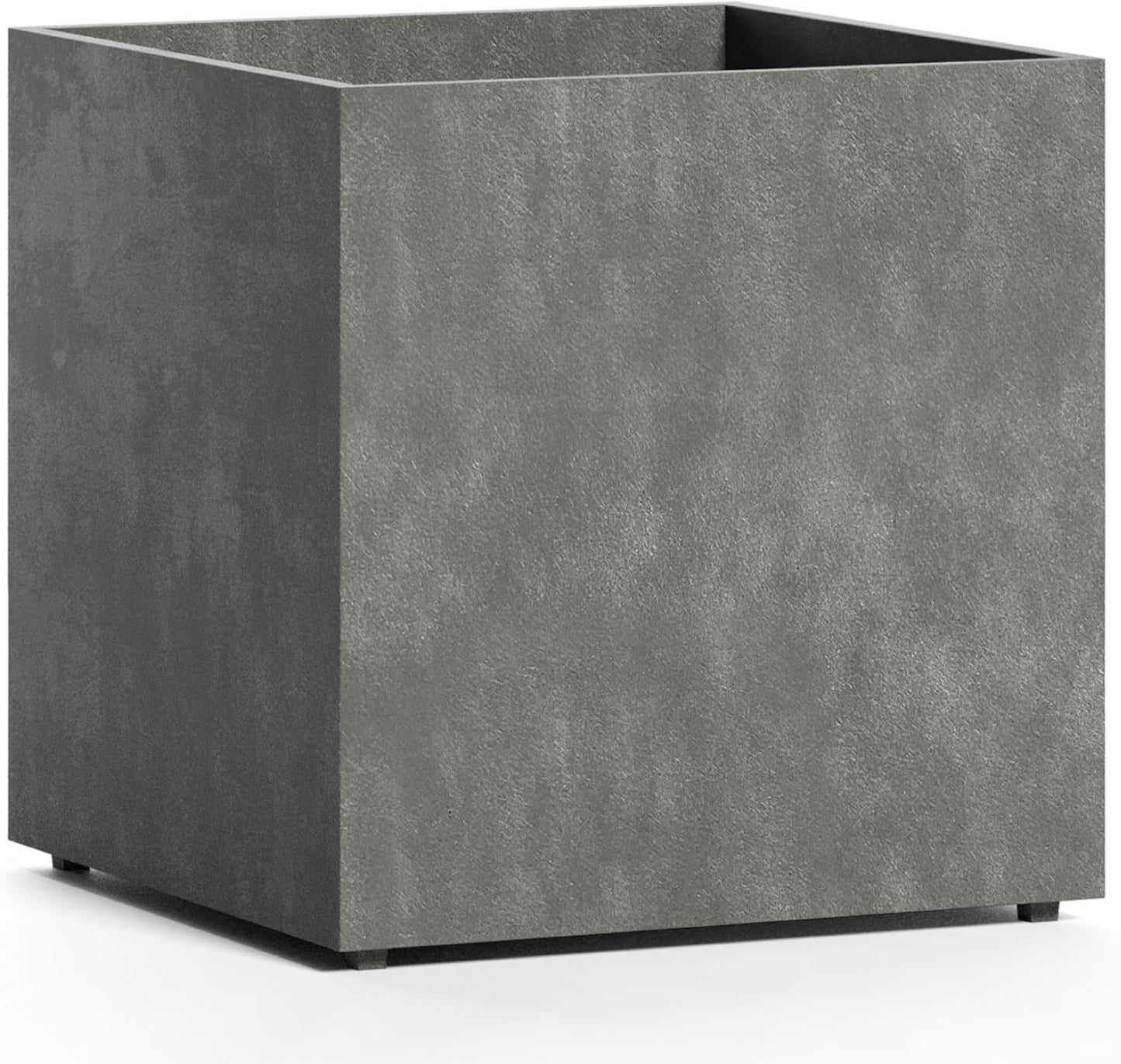 Reglito Cube Planter – Fiberglass Indoor/Outdoor and Weather-Resistant Large Planter (Grey Stone, 19.7" L x 19.7" W x 20.3" H)