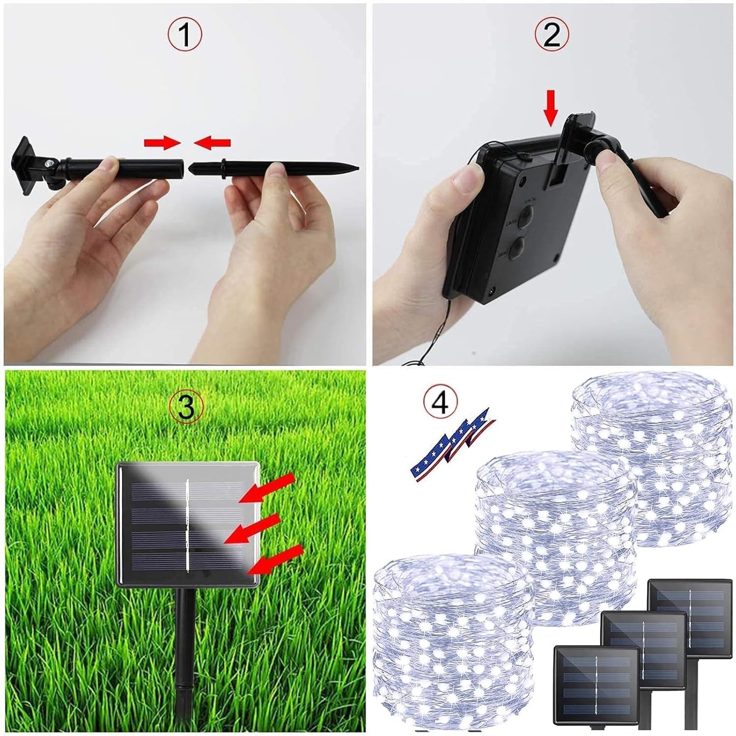 Solar Christmas String Lights Outside, 3 Pack Total 120FT 300 LED Solar Garden Twinkle Light Outdoor, Waterproof with 8 Modes Solar Fairy Lights for Patio Party Wedding Christmas Decor (Cool White)