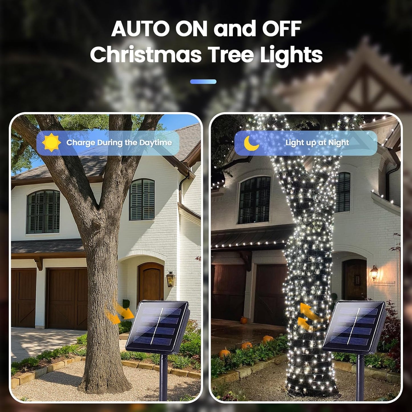 4 Pack 180FT Solar Christmas Lights Outdoor Waterproof, Super Bright 320 LED Solar String Lights with 8 Lighting Modes, Green Wire Twinkle Tree Light for Outside Xmas Party Decorations (Cool White)