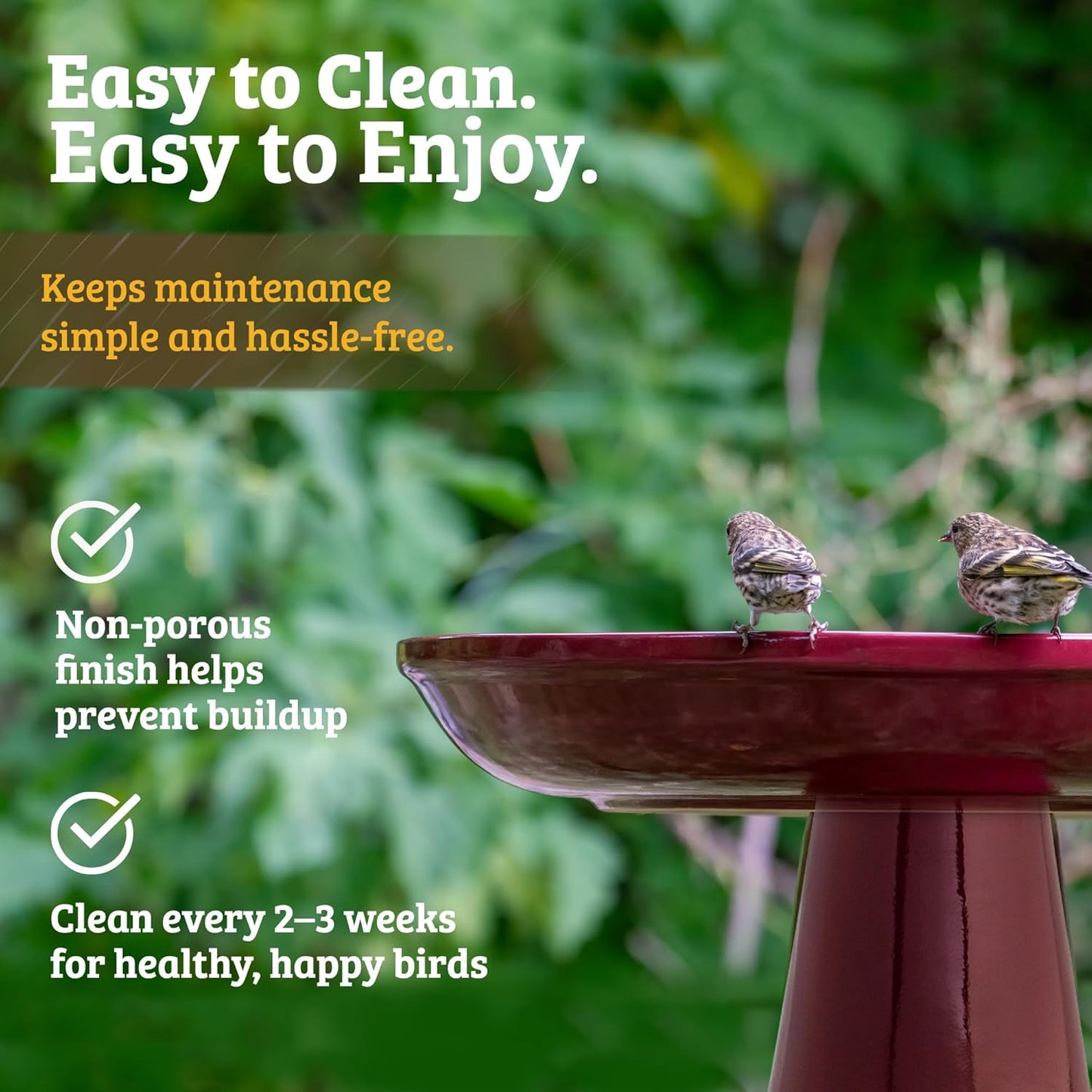 Birds Choice Ohio Stoneware Bird Bath | Pedestal Bird Bath, Stable Locking Top | Weather-Resistant Ceramic Clay, Glazed Finish | Outdoor Garden & Patio Decor | 22" H x 17" D, Summer Blue