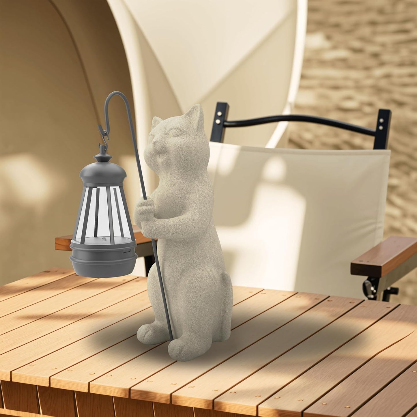 Solar Cat Garden Statue 10 Inch Porch Patio Decor for Outside Yard Decoration Outdoor Unique Housewarming Gardening Birthday Gifts for Cat Lovers Women Grandma