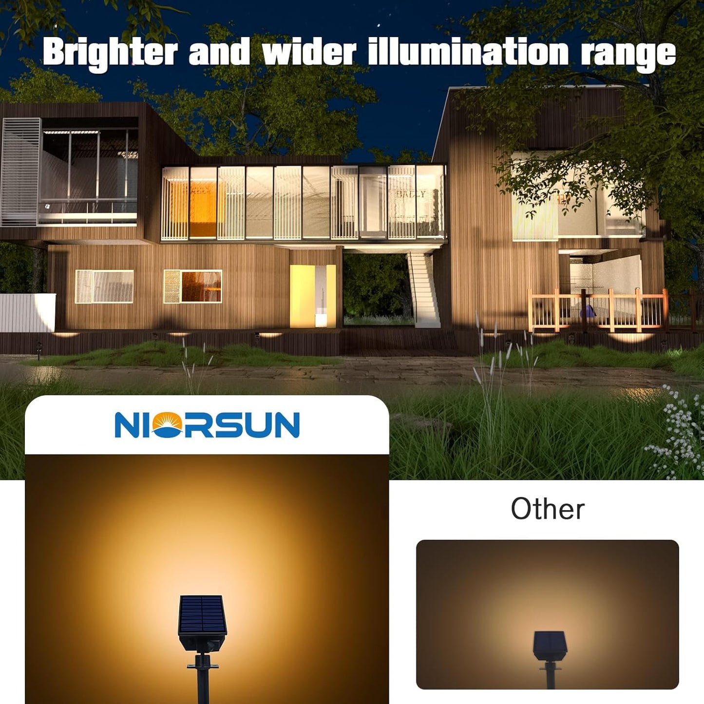 NIORSUN Solar Spot Lights Outdoor,23 LEDs Landscape Lighting with Auto On/Off and 3 Lighting Modes, IP67 Waterproof Spotlights,Outdoor Solar Lights for Yard Garden,8 Pack(Warm White)
