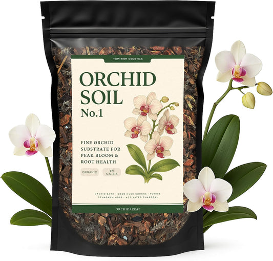 Orchid Soil - Premium Potting Mix for Phalaenopsis, Dendrobium & Cattleya | Fast-Draining, Moisture-Retentive, pH-Balanced for Healthy Root Growth | Organic & Peat-Free (2 QTS)