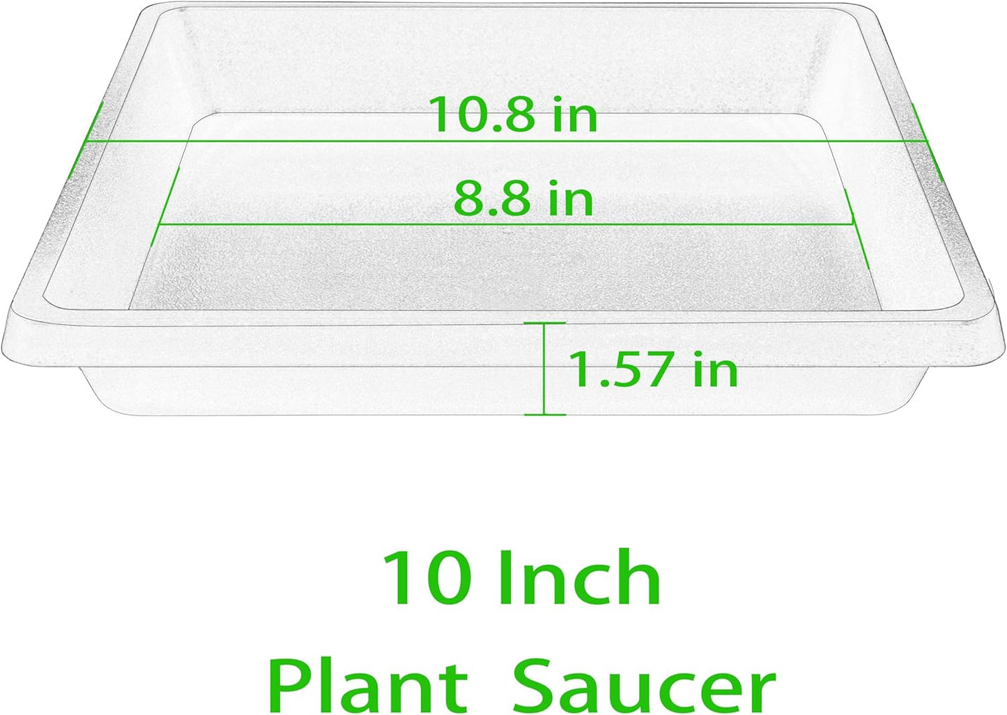 Square Plant Saucer 10 Inch 2 Pack 6 8 12 14 16 18 20 inch, Plant Drip Trays and Flower Pot Saucers, Plant Trays for Indoors No Holes, Plant Drainage Tray Saucers for Potted Plants