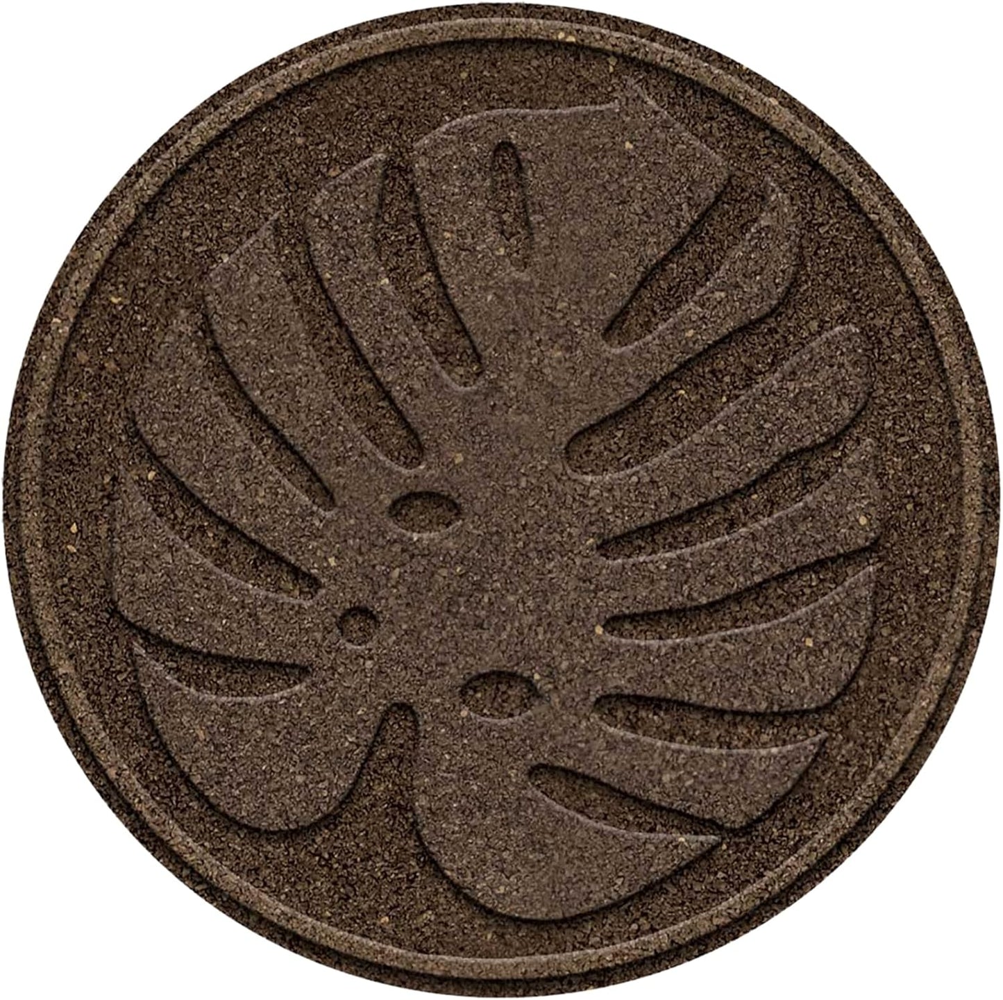 Garden Central 4-Pack 18”x18” Fake Tropical Leaf Rubber Stepping Stones, Round, Brown – Reversible Non-Slip Outdoor Faux Decorative Set for Landscaping – DIY Decor for Walkways & Yard Pathways