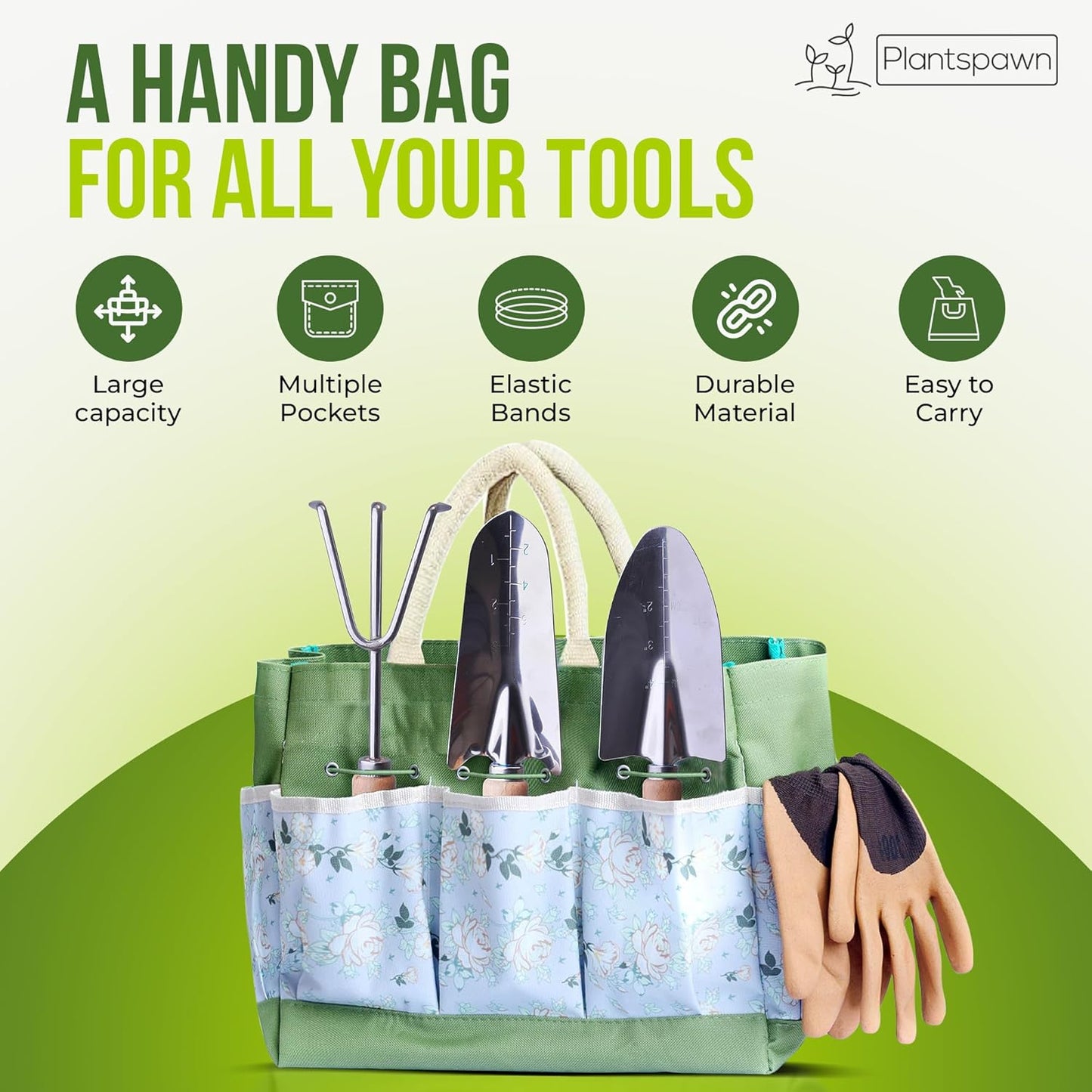 24-Piece Gardening Tools Set with Bag – Heavy-Duty Rust-Proof Hand Tools with Wooden Handles Including 15 Plant Tags – Ideal Gift for Women, Men, Mom, Dad & Gardeners
