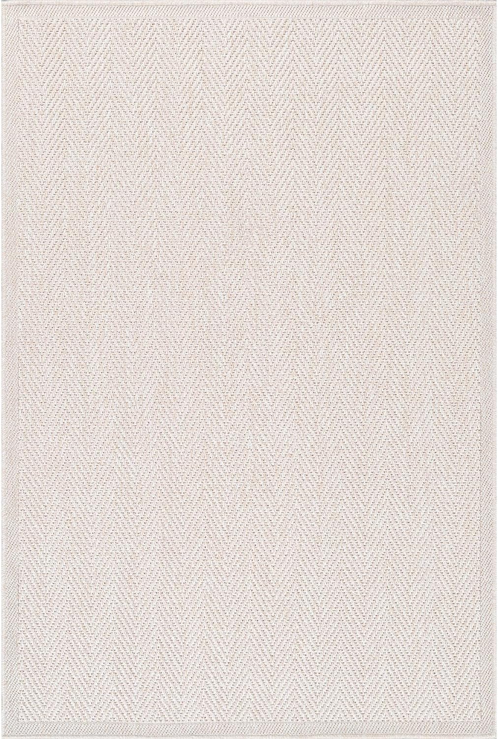 CAMILSON Easy Jute Rug 5x7, Indoor Outdoor Off-White Color Fiber Area Rugs for Living Room Patio and Kitchen Rug Herringbone Seagrass Woven Design Easy-Cleaning Washable Outside Carpet Alfombras 5 x 7
