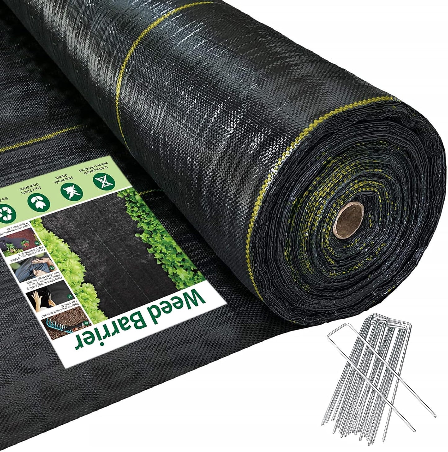 4ft x300ft Black Weed Barrier Landscape Premium Fabric-Heavy Duty Woven Ground Cloth with Superior Permeability Weed Control Convenient Design