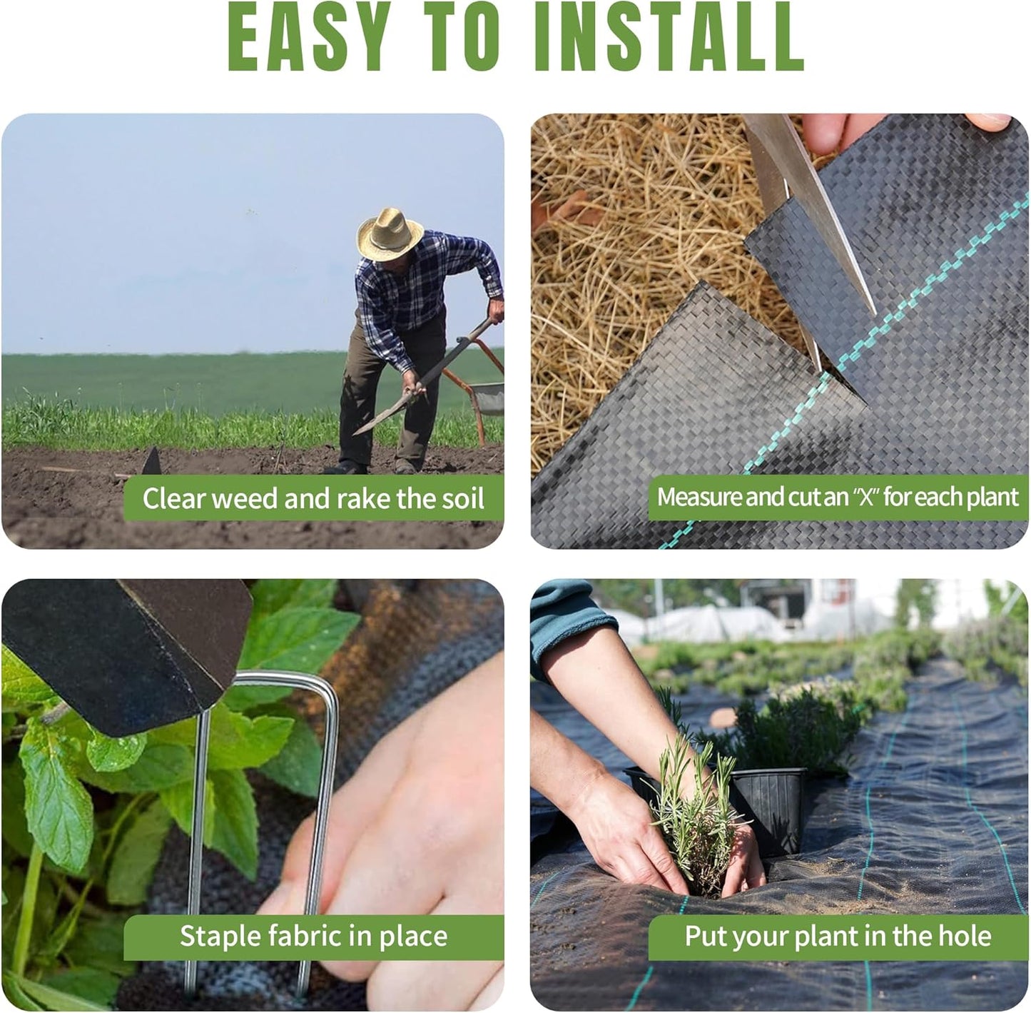 6ftx300ft Weed Barrier Landscape Fabric Heavy Duty, Premiun 2.4OZ Garden Geotextile Fabric, Outdoor Weed Blocker Landscaping Fabric, for Driveway Mats, Erosion Control, Ground Cover Weed Barrier