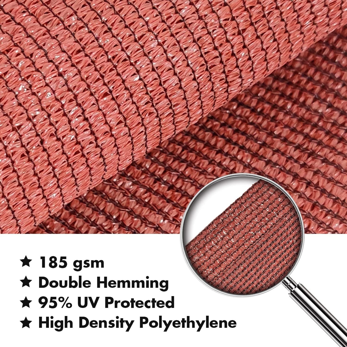 KANAGAWA 10'X20' Rust Red Custom Size Sun Shade Sail Rectangle UV Block Canopy Cover for Patio Backyard Lawn Garden Outdoor (Customized Available)