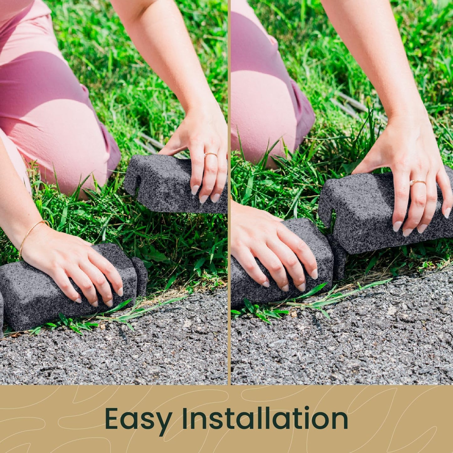 Beuta Landscape Edging | Garden Edging Border | Faux Stone Bricks for Lawn edging, Flower beds, Pathways & Yard Edging– 40 Packs | Each Section Has 6 Bricks 48"L x 4"W x 2.25"H | 120 Spikes |Charcoal