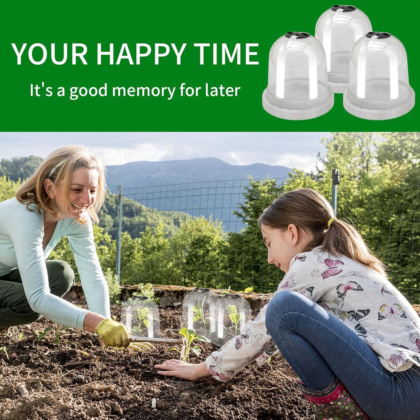 30Pcs Plant Protector Cover Round Plastic Garden Cloche Dome Plant Cover Mini Greenhouse, Garden Cloche Dome Plant Bell Cover for Outdoors Plants (7.7" Dia x 6.7" H with 90 Securing Pegs)