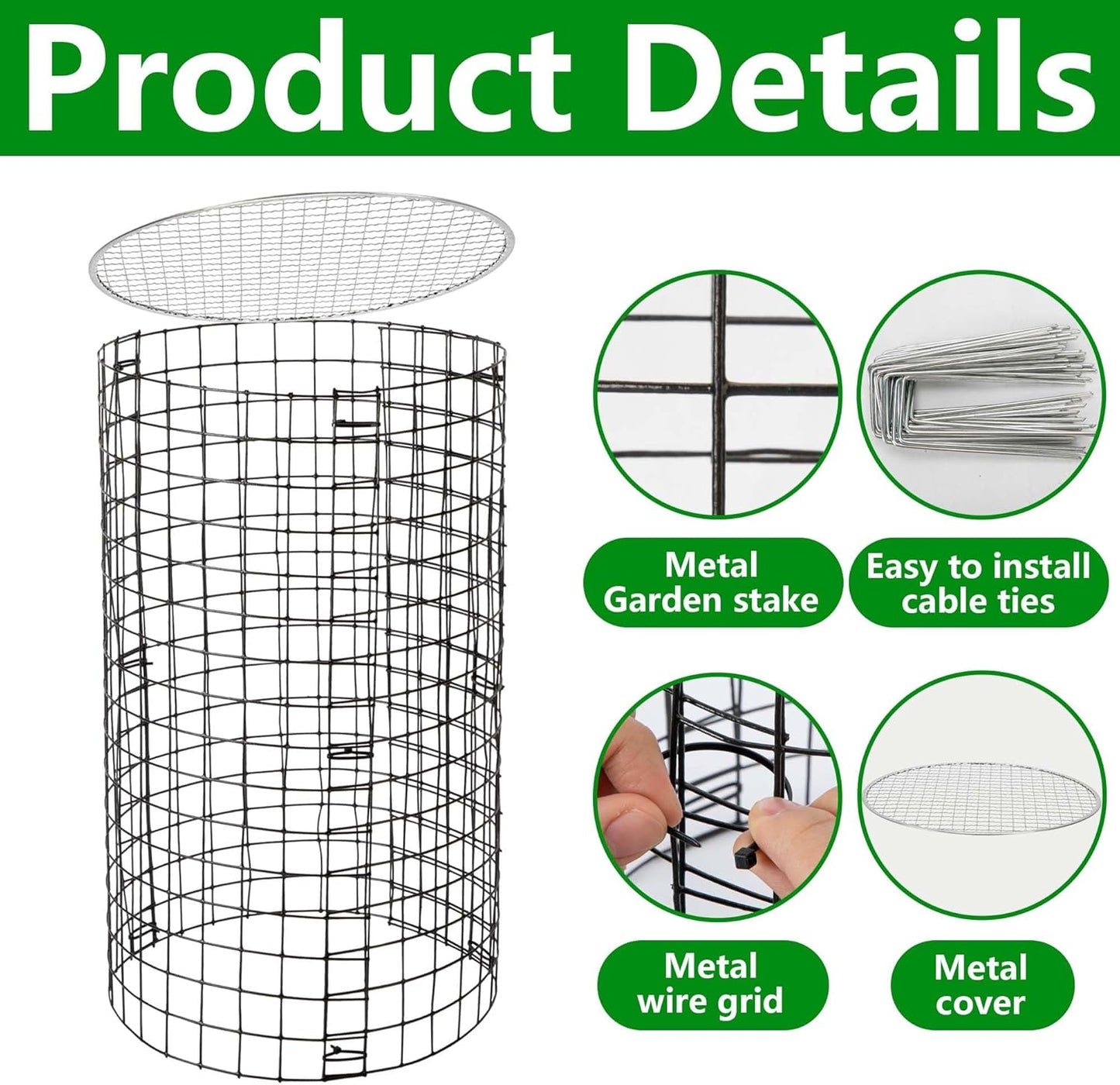 Adnee 8 Pack Wire Plant Protector with Cover-20" x 11" Detachable Metal Plant Protectors Mesh-Garden Plant Protectors for Flower Vegetable to Keep Animals Out