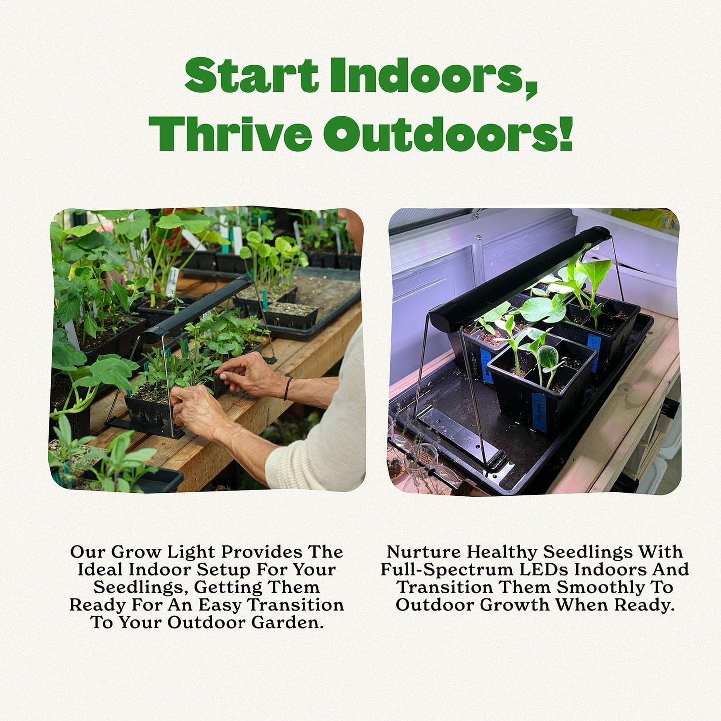 Epic Gardening Seed Starting Grow Light – Full-Spectrum LED with Adjustable Height for Indoor Seedlings | Energy-Efficient, Long-Lasting Light with Timer (Small)