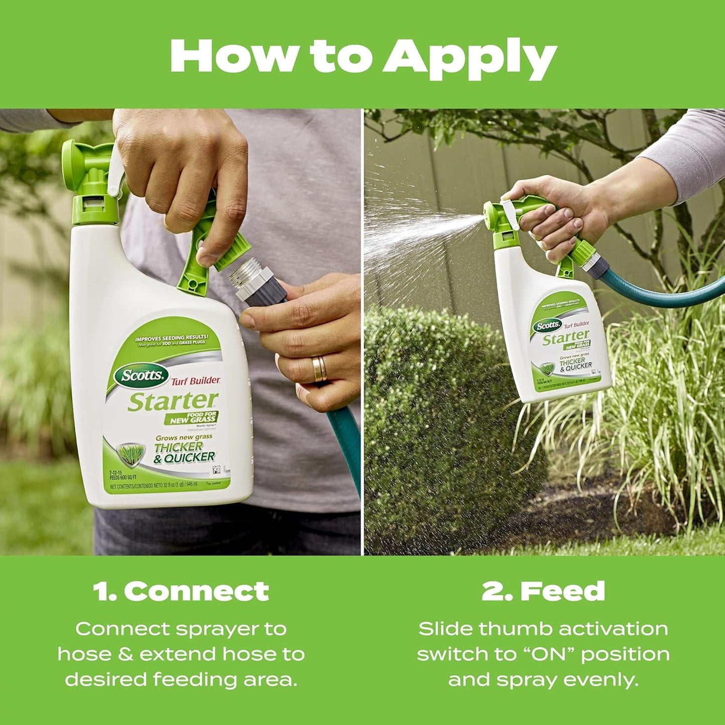 Scotts Turf Builder Starter Food for New Grass Ready-Spray, Use on Newly Seeded Lawns or After Installing Sod, For All Grass Types, 600 sq. ft., 32 oz.