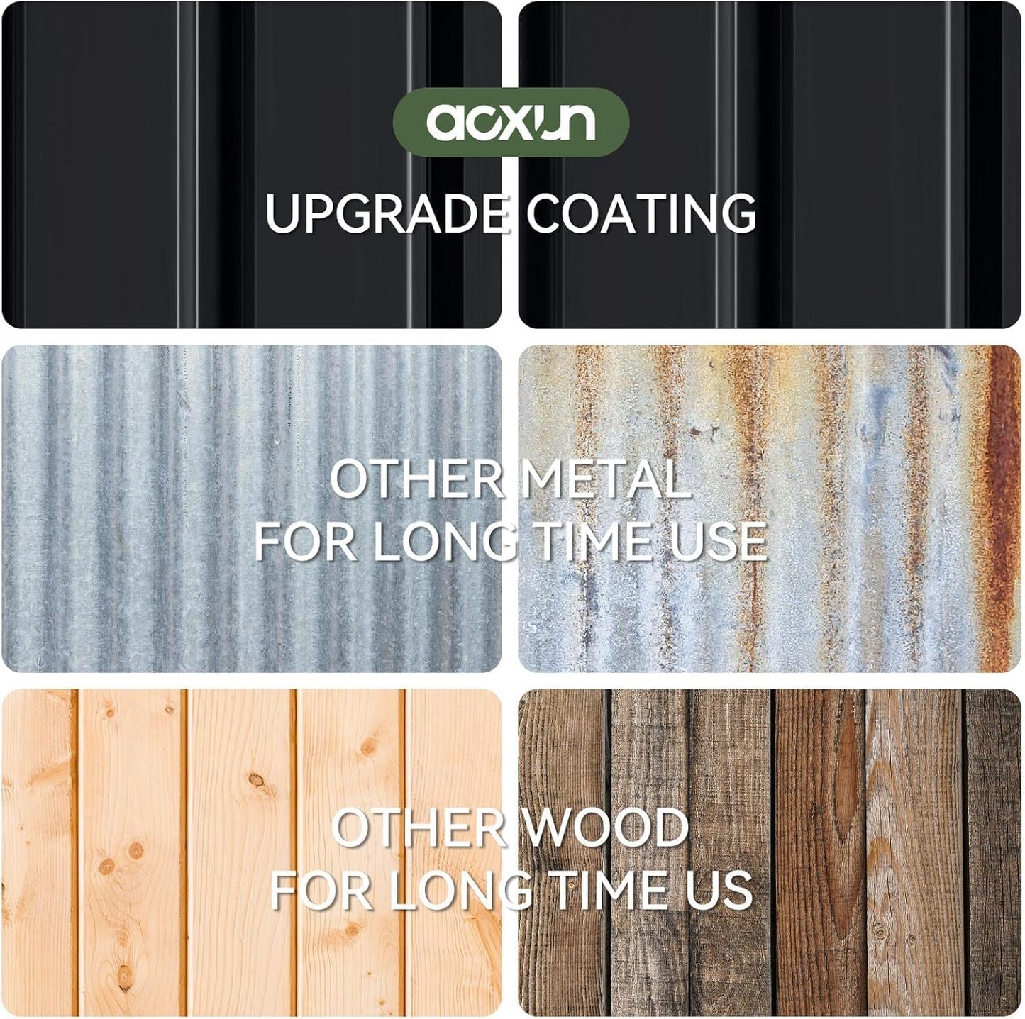 Aoxun 6.2x4 FT Shed Outdoor Galvanized Storage Shed with Large Lockable Doors for Lawn, Backyard, Patio (Black)