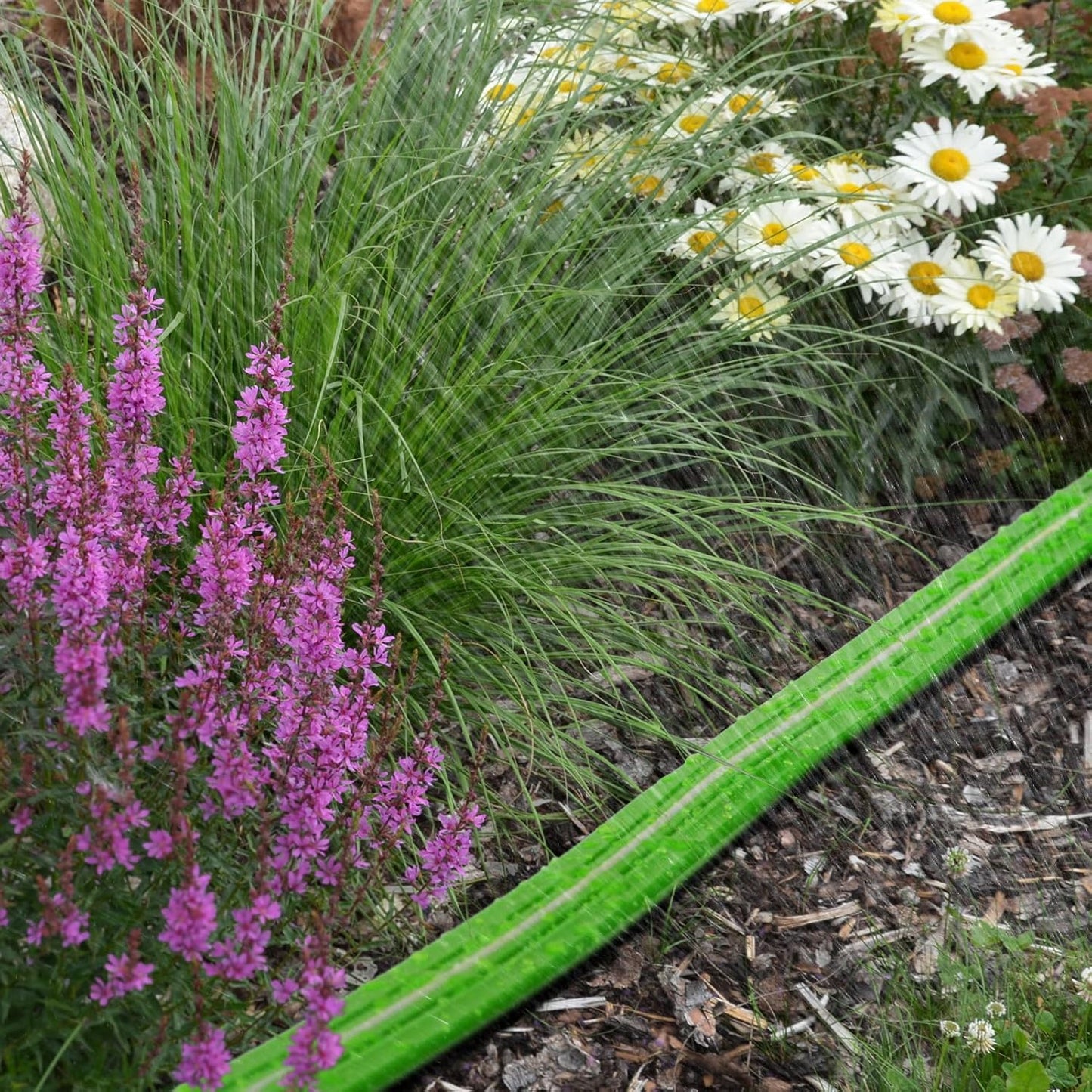 LAVEVE Sprinkler Soaker Hose for Yard 75 FT, Heavy Duty Garden Water Hoses with Stakes, Sprinklers System for Lawn, Flexible Drip Irrigation Tubing