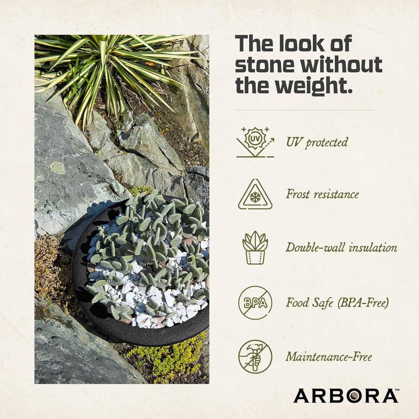 ARBORA 21" Santorini Bowl 2-Pack with Classic Black Finish - Polyresin Indoor and Outdoor Planters, Durable, Weatherproof, Lightweight, Large Plant Pots for Patio, Garden, Deck, Entryway