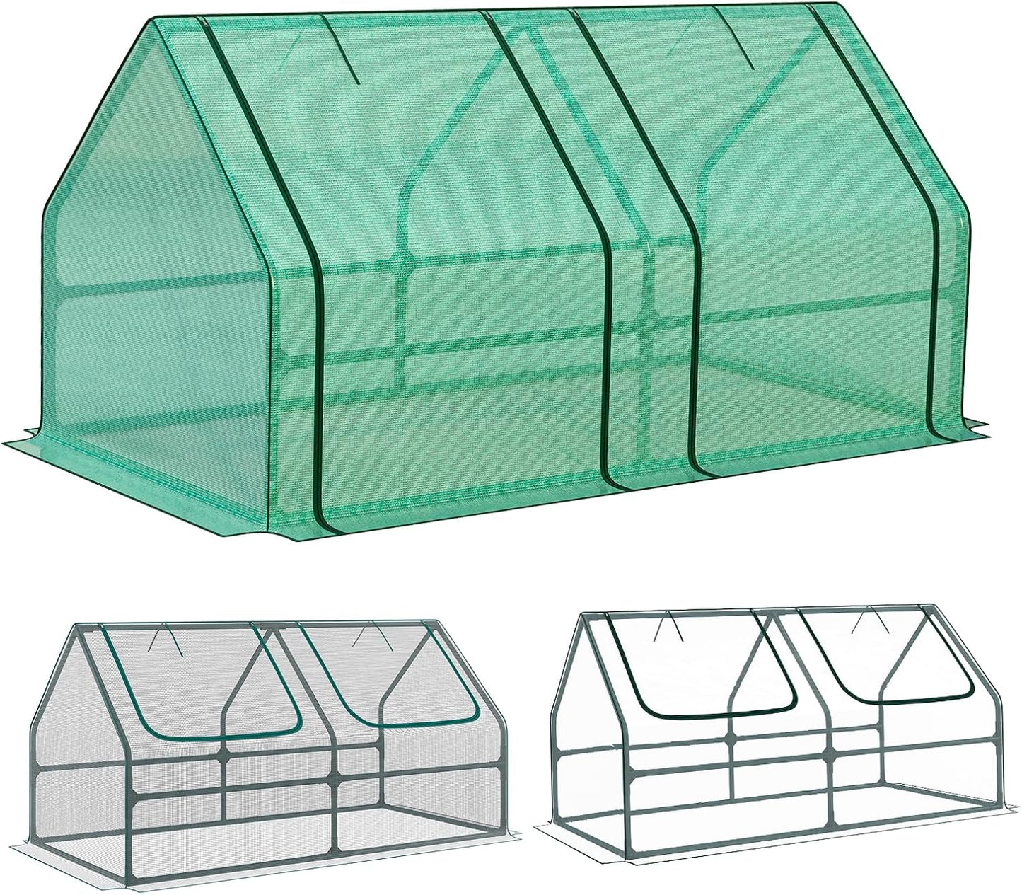 BPS 6x3x3 ft Mini Garden Greenhouse with 3 Dual Covers (PE & PVC & Mesh) Waterproof, UV-Protected Portable Grow Tent for Flowers, Vegetables, and Herbs in All Seasons