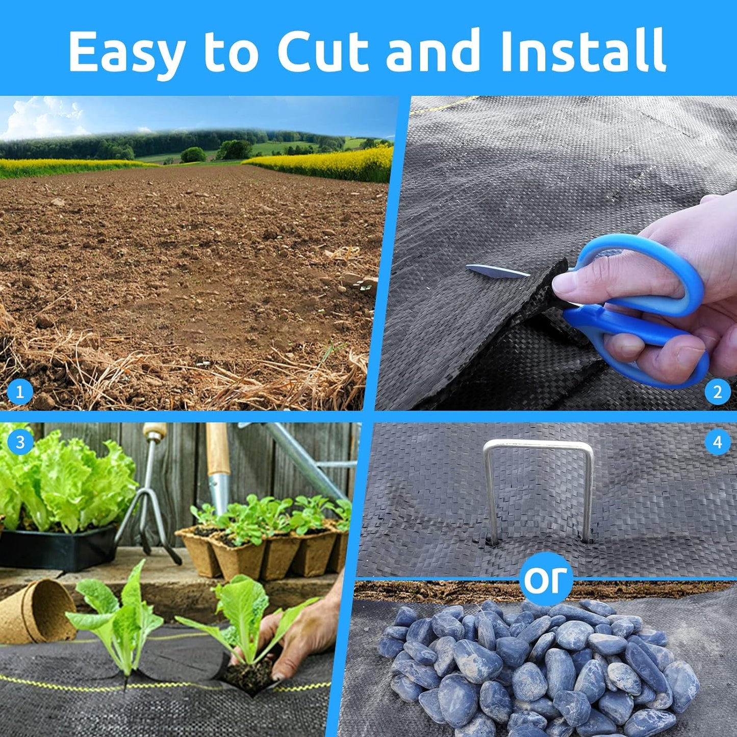 4ft x50ft Black Weed Barrier Landscape Premium Fabric-Heavy Duty Woven Ground Cloth with Superior Permeability Weed Control Convenient Design