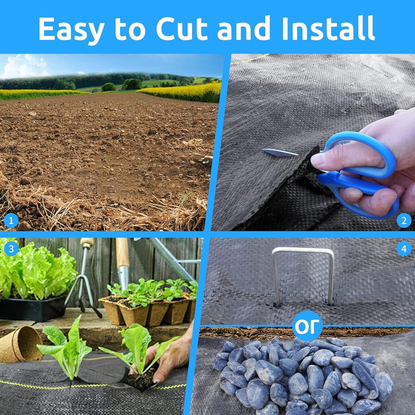 1.3ft x50ft Black Weed Barrier Landscape Premium Fabric-Heavy Duty Woven Ground Cloth with Superior Permeability Weed Control Convenient Design