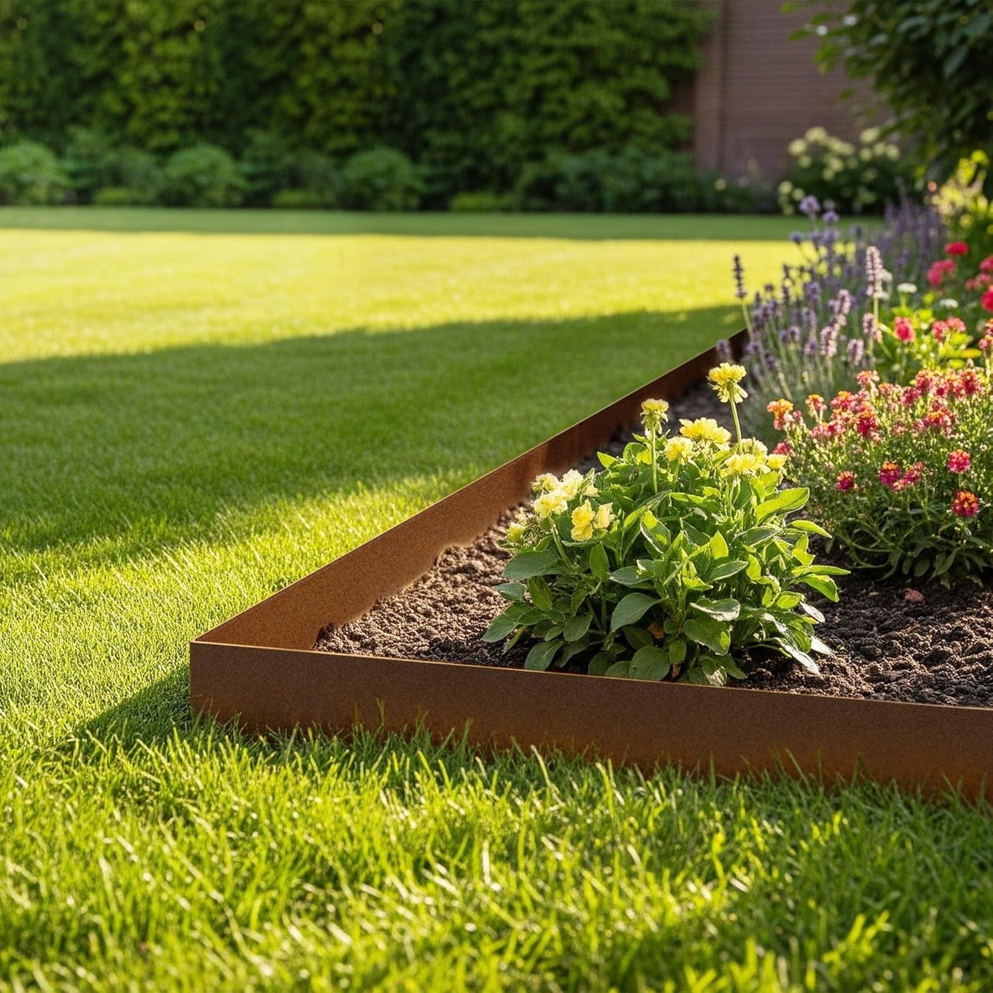 Worth Garden 20ft. Galvanized Steel Landscape Edging - 6-Pack 6.5" x 40" Metal Edging for Landscaping with 7 Stakes, Bronze Powder Coating Hammer-in Lawn Edging for Yard Pathway Divider